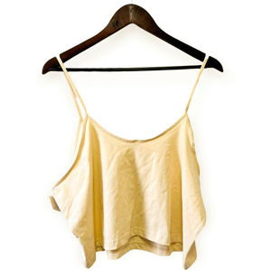 BP. Women's Size 3X Sleeveless Round Neck Cropped Ribbed Top Yellow